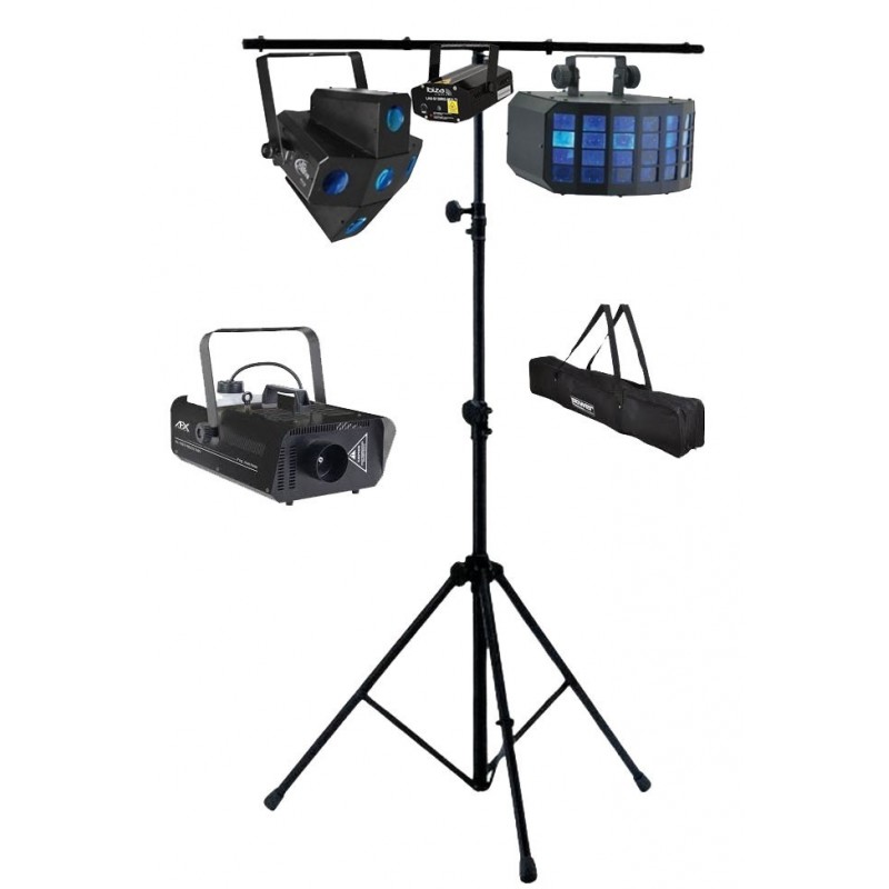 Pack light 1    Pack comprenant 3 effet lumière sur pied  + 1 machine à fumée pour mettre en valeur vos effets lumineux