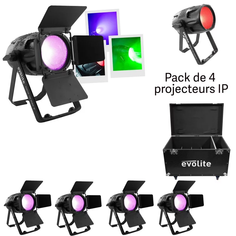 Pack PARCOB150 RGBW IP – 4 projecteurs LED architecturaux et théâtre en flycase